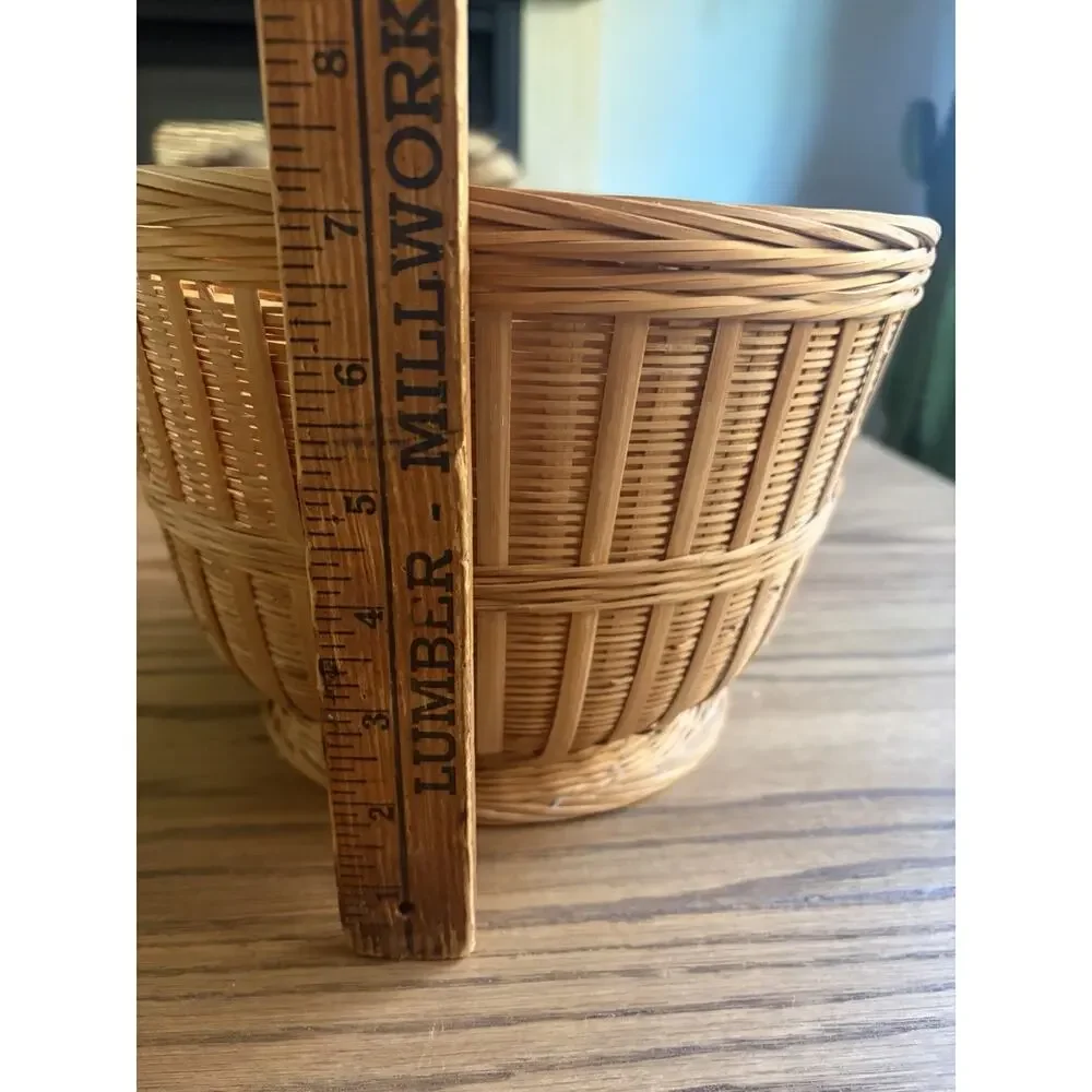 Vintage Woven Basket Planter Set of Four 10” 6